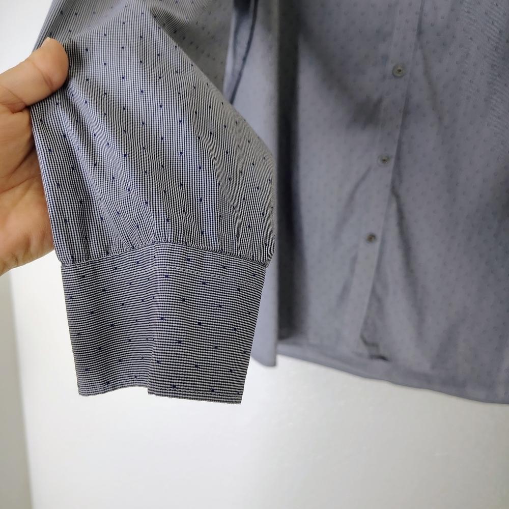 Ted Baker London Men's Blue Micro Print W/Polkadot TextureButton Up Shirt Size 6 - Picture 3 of 14
